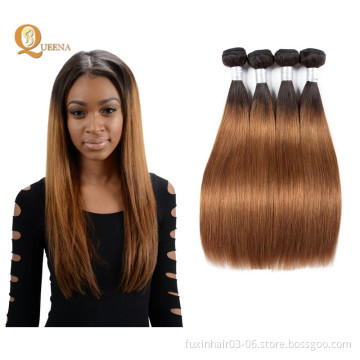 Brazilian Crochet Virgin Human Hair Weave Bundles With Closure Ombre Hair Extensions